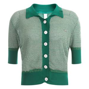 샵앤) 여성 카라 골프 반팔 단가라 니트 가디건 LB-WCD-409-그린