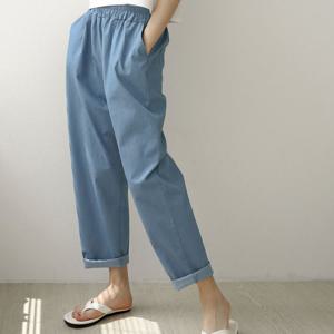 샵앤) 여성 데일리 무지 밴딩 면 배기팬츠 AMI-WPT-3370-카키