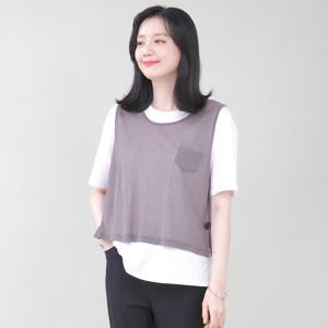 애비뉴투지 엄마옷 시스루 쁘띠포켓 봄 여름 숏 조끼 V07428