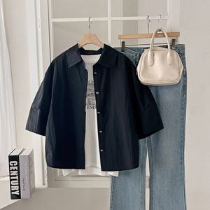 샵앤) 플로여성 카라 오버핏 여름 남방자켓 DGB-WNB-3499-블랙