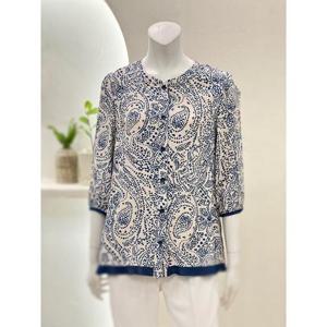 벨리시앙 세이브존01 플리츠 페이즐리 배색 블라우스 BL4233