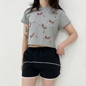 샵앤) 바스락 밑단 레이스 트레이닝 반바지 YZ-WPT-12123-블랙