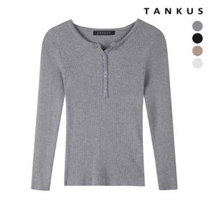 [탱커스]버튼 슬림핏 골지 니트 (TV3KP007L0)