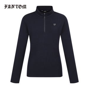 [팬텀] 여성 자수 와펜 반집업 하이넥 긴팔티셔츠