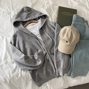 샵앤) 여성 박시 니트 후드 집업 가디건 BONG-WCD-2921-그레이