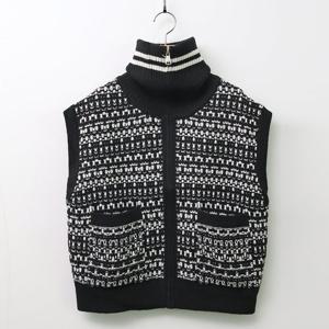 샵앤) 여성 하이넥 버크립 포켓 니트 조끼 DGB-WVS-3910-블랙