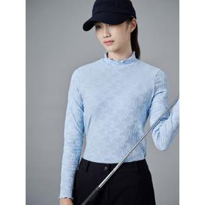빈폴골프 [Essential] 여성 자카드 하이넥 티셔츠  스카이 블루 BJ4841A71Q