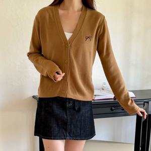 샵앤) 여성 Y 베이직 리본 니트 가디건 21DS-WCD-3778-브라운