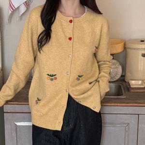 샵앤) 여성 6컬러 꽃 라운드넥 가디건 CAT-WCD-3838-연베이지