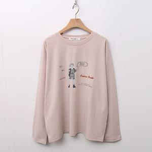 샵앤) 국산 여성 보이 캐릭터 긴팔 티셔츠 FJ-WSH-4008-연핑크