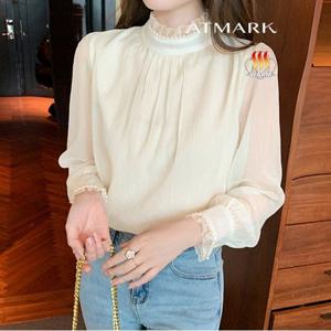 ATMARK 기모쉬폰프릴넥블라우스_AA49BL004G