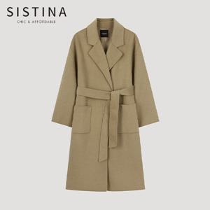 [SISTINA] 벨티드 울 핸드메이드 롱 코트_AWHCTO41150_DB