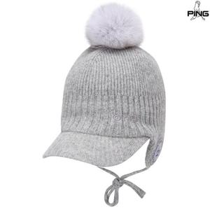 [핑골프][양말증정]여성 방울 귀달이 니트 볼캡 121D4CP351_GY