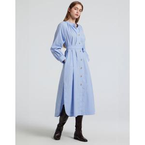 아떼 바네사브루노 여성 24FW 라이트블루 셔링장식 면 셔츠형 원피스 VLDR4D421B1