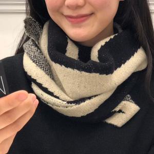 다이안 배색 머플러 겨울 여성 남성 목도리 니트 커플