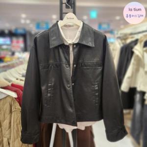 라티움 HC03 여성 부드럽고 예쁜 크롭 카라단추형 가죽(합.피)자켓 L55 P7JK02 99