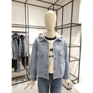 페이지플린  (F5AJK006) 후드 탈부착 백 프린트 데님 자켓