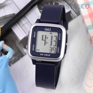 큐앤큐 G02A-010VY 사각 스퀘어 디지털 실버네이비 어린이 방수