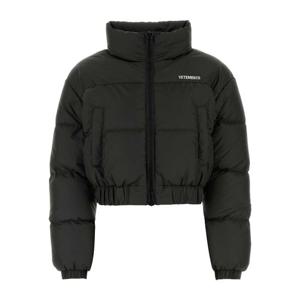 베트멍 크롭 하이 칼라 집업 패딩 재킷 WA65JA191S BLACK