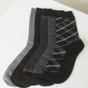 [헤지스] 화이트 패턴 면혼방 장목양말5종세트 HJSS4F502WT