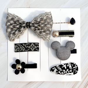 블랙 프린세스 레이스 리본 유아 헤어핀 7종세트