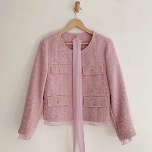 샵앤) 봄신상 국산 여성 노카라 몽테뉴 간절기 울 트위드 자켓N SIU-WJP-4183-핑크