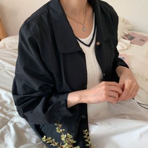 샵앤) 여성 카라넥 스냅단추 나그랑 밑단 스트링 바스락 점퍼 CAT-WJP-4168-블랙