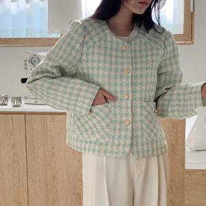 샵앤) 봄신상 여성 노카라 2컬러 크롭 트위드 자켓 SIU-WJP-4108-핑크