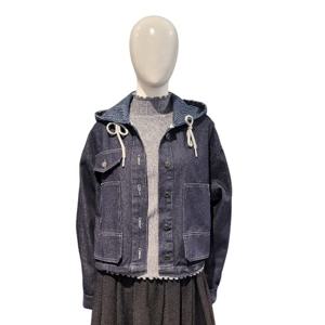 [페이지플린]배색 줄지 후드 진청 데님 자켓(F5AJK004A)