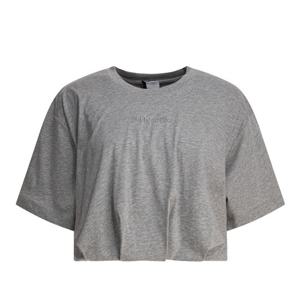 핀코 크롭 그레이 코튼 로고 프린트 탑 104257 A2F8I42