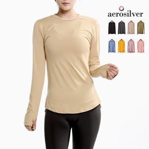 에어로실버 요가티셔츠 고리워머티 필라테스복 sr1095
