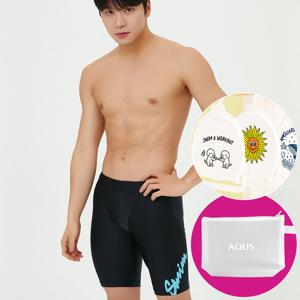 아레나 남성 수영복 카이아 4부 A5SM1MF01 BLK 가방 수모행거 증정