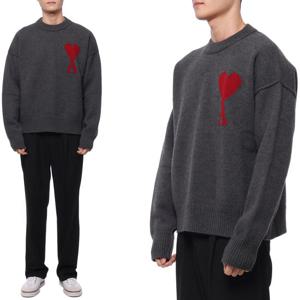 [아미] 23FW 남성 하트 로고 울 니트 (BFUKS006 018 084 M 23F)