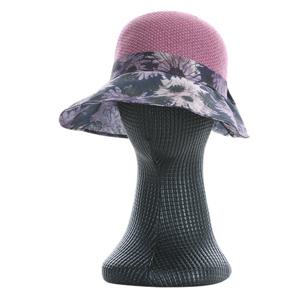 샵앤) 플라워 여성 햇빛차단 자외선 썬캡 뒷리본 벙거지 모자 KM-WH-0739-퍼플