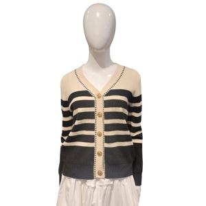 [페이지플린]단가라 금장단추 브이넥 가디건(F5ACA500A)