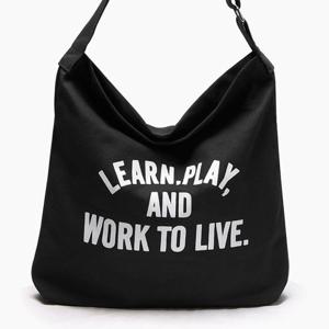 가벼운 여성 레터링 에코백 천가방 A442 (블랙