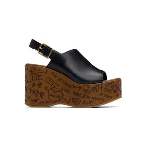 25 FW 끌로에 여성 블랙 맥심 웨지 힐 샌들 251338F125001
