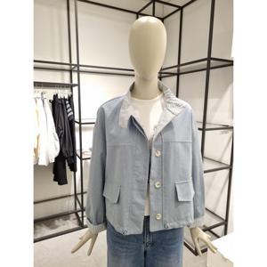 페이지플린  (F5AJK501) 체크 배색 하이넥 면 야상 점퍼