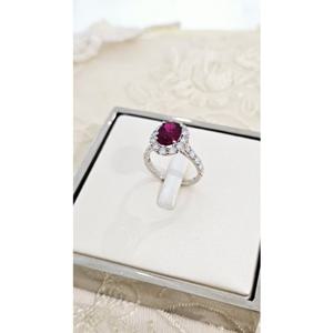로이드 14K 2캐럿 루비 DIAMOND  헤일로 파베 반지 LRD24080D