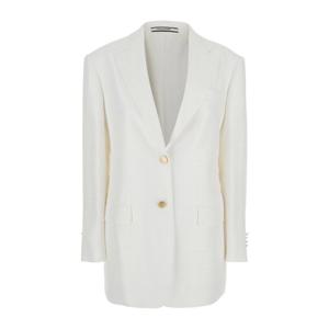 딸리아또레 화이트 포인티드 라펠 프론트 포켓 재킷 CECILY12B