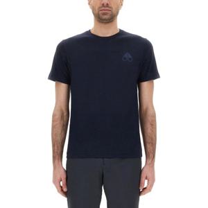 무스너클 네이비 라운드 넥 로고 디테일 코튼 티셔츠 M15MT770