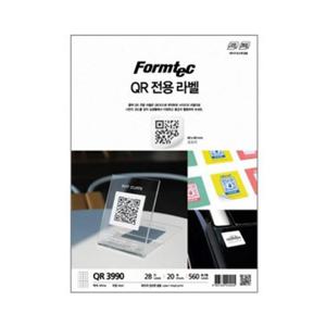 폼텍 QR 전용 라벨(QR-3990 20매 28칸) A4라벨지 스티커용지 투명라벨지 방수라벨지 라벨기 라벨스티커제작