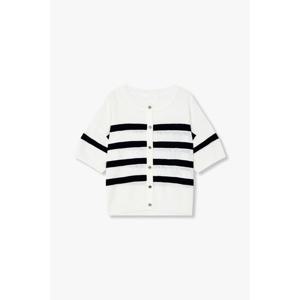 지컷 (7255250104) 펀칭 레터링 스트라이프 가디건