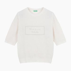 [베네통] 글리터 조직감 반팔 니트 BAKP60531