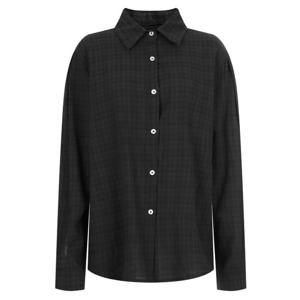 샵앤) 여성 카라넥 캐주얼 지짐원단 체크 루스핏 블라우스 셔츠 NARU-WBL-20358-블랙