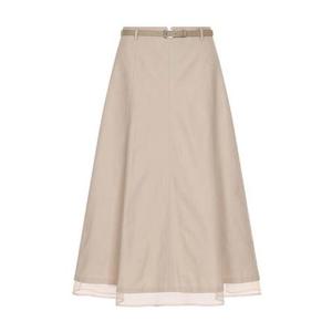 [올리브데올리브] OW5MS411 배색 포인트 벨티드 슬림 플레어 롱 스커트