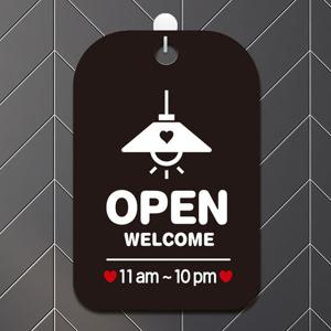 OPEN WELCOME 11am-10pm 사각안내판 알림판 블랙 안내푯말 안내문구 업소용푯말 업소용팻말 안내판 안내문