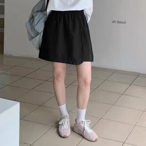 샵앤) 여성 편안한 허리밴딩 바스락 랩스커트 반바지 21DS-WPT-4392-먹색