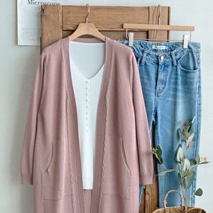 샵앤) 여성 오픈 포켓 얇은 롱 니트 가디건 DGB-WCD-4310-핑크