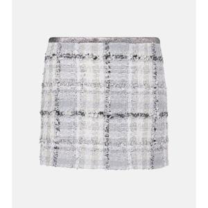 돌체앤가바나 체크 로우라이즈 라메 트위드 미니스커트 P01017062